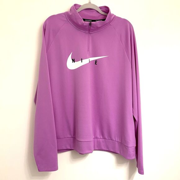 NIKE Women's (2X) Dri-Fit Swoosh Running Jacket, 1/4 Zip, Lightweight, Lavender - Picture 1 of 10